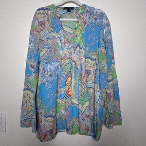 Lauren Ralph Lauren Paisley abstract multicolor tunic size XL Babydoll Tunic